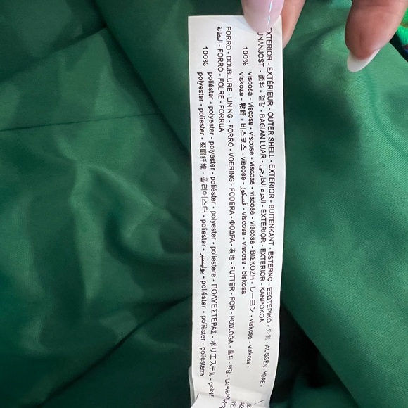 NWT! Zara Green Blue Floral Multicolored Draped Front Top Slit  Mini Dress XL - Picture 6 of 13